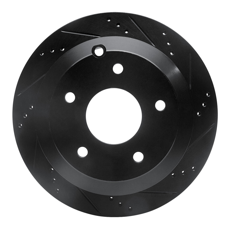Pontiac GTO Brake Rotor (1) - Rear Right - R1 Concepts - Drilled & Slotted - Black - `05-`06